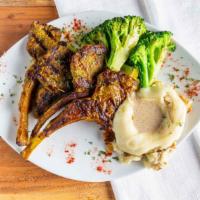 Lamb Chops · Comes with mashed potatoes and a house mushroom sauce.