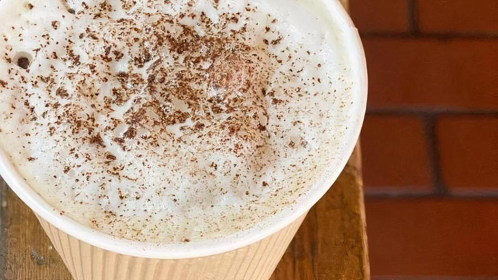 Hot Chai Tea Latte · Homemade chai (with real tea and spices) topped with steamed whole milk and foam