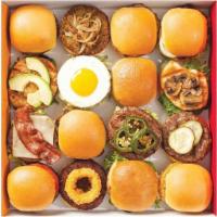 Party Box · 16 (3oz) burgers choose up to four types of patties.