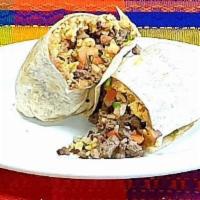 Regular Burrito · 10'' flour tortilla. Your choice of meat, beans, & rice.