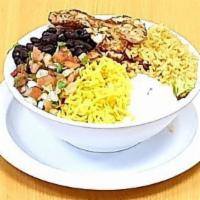 Burrito Bowl · Burrito bowl with your choice of meat, lettuce, cheese, sour cream, guacamole, rice, beans, ...