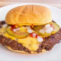 Original Burger · Double smashed ground beef patties, two slices of Kraft American cheese, onions, pickles, ke...