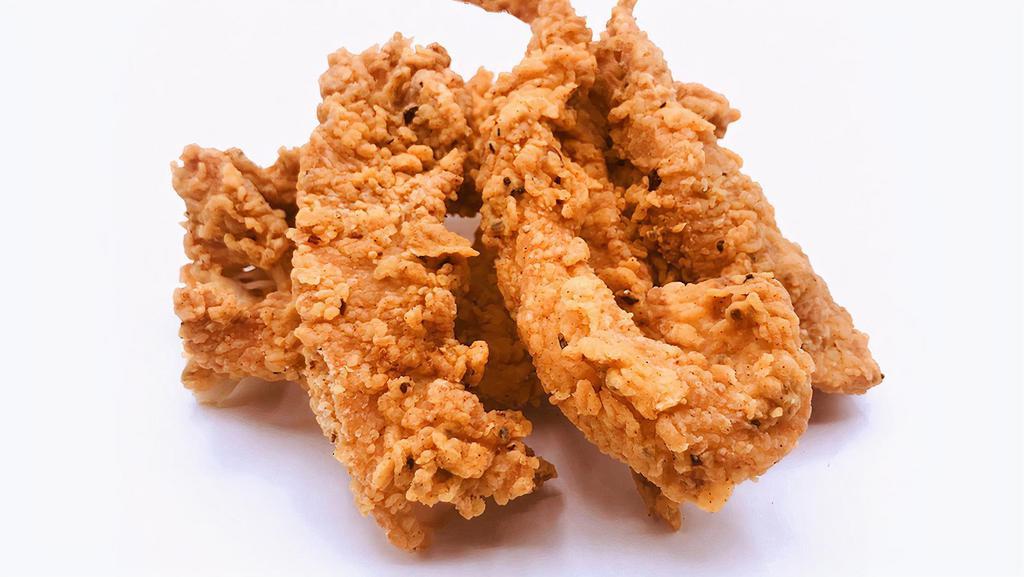 Tenders Bm · 3 crispy fried chicken tenders, spiced to your liking; Plain, Nashville Hot or Nashville Hotter