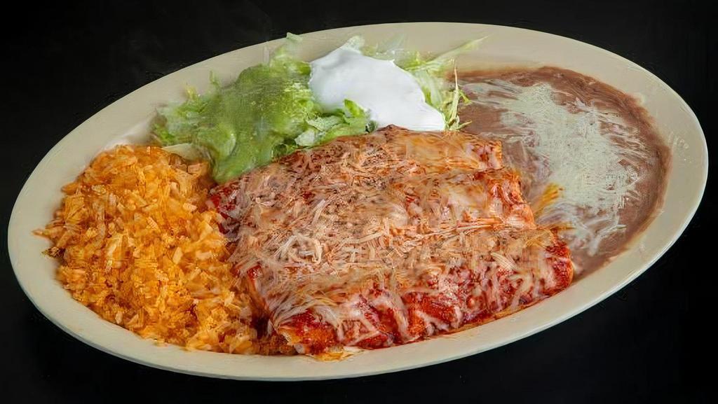 3 Enchilada Combo Plate · 3 enchiladas choice of chicken or cheese. Served with rice and beans.