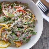 Beef Tongue Salad · Sliced beef tongue mixed with vegetables.