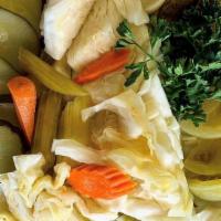 Pickled Vegetables · Cabbage, cauliflower, cucumbers and tomatoes.