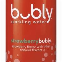 Bubly Strawberry · 12oz can. bubly is an unsweetened sparkling water that playfully instigates fun and positivi...