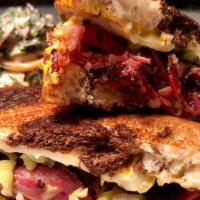 Grilled Pastrami · Rye bread, grilled pastrami, mustard, mozzarella cheese w/ coleslaw