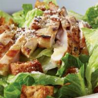 Grilled Chicken Caesar Salad · Grilled chicken breast, romaine lettuce, croutons, shaved parmesan.