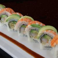 Tiger Roll · In - shrimp tempura, crabmeat, avocado, cucumber. 
  Out - sushi shrimp, avocado.   Kyotori ...