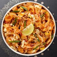 Bluffing Beef Pad Thai · Juicy beef stir fried with eggs, scallions, bean sprouts, and crush peanuts in a tamarind sa...