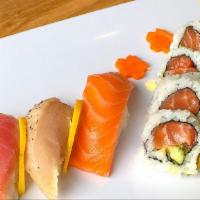 Sushi Combo · 1 pc each of Salmon, Tuna, Albacore, Ebi Nigiri sushi and 4 pcs of Crunch California roll & ...