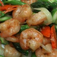 Butter Shrimp Asparagus · Served with rice.