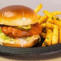 Truffle Chicken Sandwich  · Crispy chicken tenders drizzled with your choice of truffle sauce, shredded lettuce & pickle...