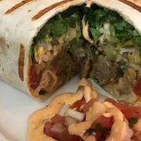 Rrito Wrap · Tomato basil, whole wheat or spinach tortilla two scoops of protein four toppings and one cr...