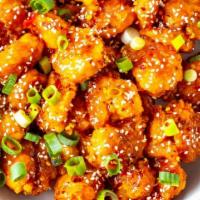 Firecracker Shrimp Bowl · 6 pieces of Shrimp in Bang Bang Sauce, Sushi Rice and Green Onion.