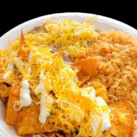 Huevos Rancheros · Served with three eggs and cheese. With rice and beans. Corn or flour tortillas.