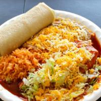 #6 Burrito & Enchilada · Shredded beef burrito and cheese enchilada. Served with rice and beans.