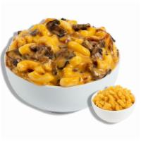 The Goddess · Elbow macaroni topped in our signature sharp cheddar cheese sauce mixed with sauteed mushroo...
