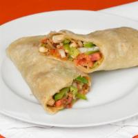 Chicken Burrito · Shredded chicken cooked in a red sauce and onions