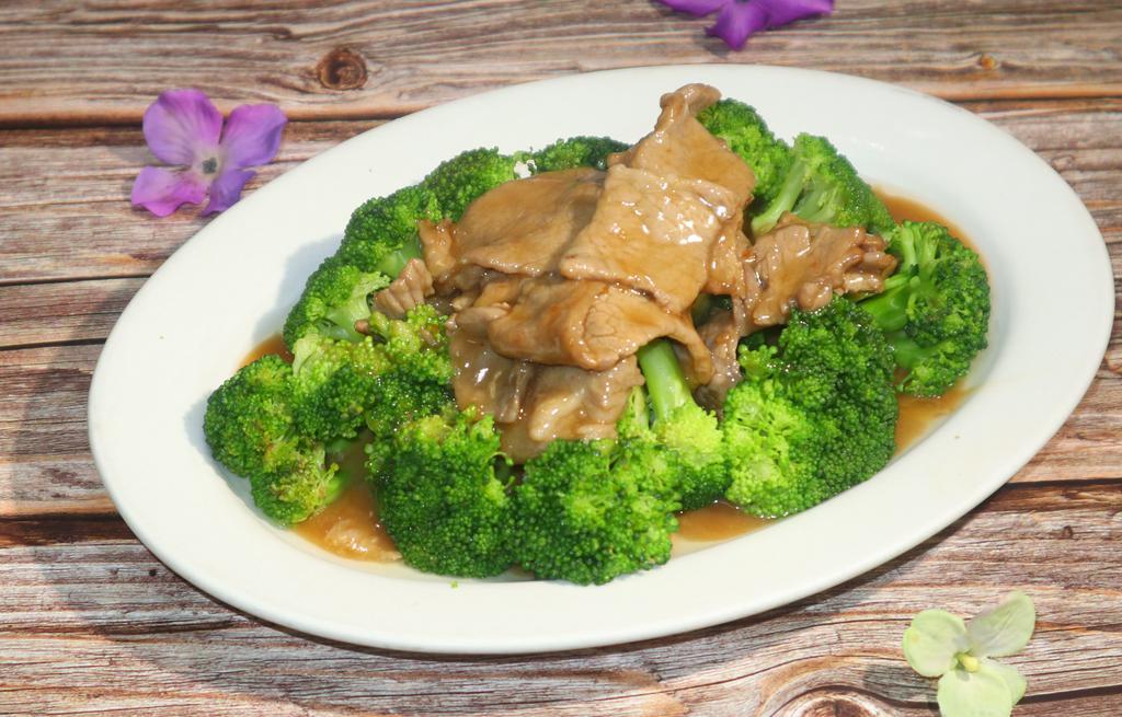 Broccoli With Oyster Sauce · Stir-fried broccoli with meat in savory oyster sauce. Does not come with rice.