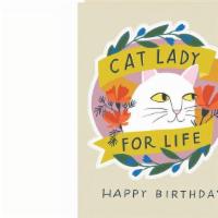 Cat Lady For Life Birthday Sticker Card · Cat Lady for Life Birthday Sticker Card.  The front of this card says: 