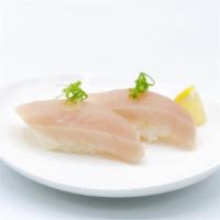 🍣 Albacore Tuna Nigiri · 2pc. Sustainable wild caught Albacore tuna from Canada. Lightly seared.