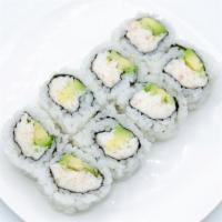 Classic California Roll · 8 pcs. Imitation crab (Japanese product) mayo, avocado and cucumber.