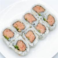 Spicy Tuna Roll · 8 pcs. Chopped tuna   homemade spicy mayo and cucumbers.