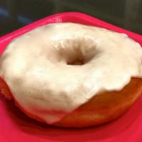 Vanilla Bean Glazed Donut · Our signature fresh yeast donut topped  with our REAL vanilla bean glaze.