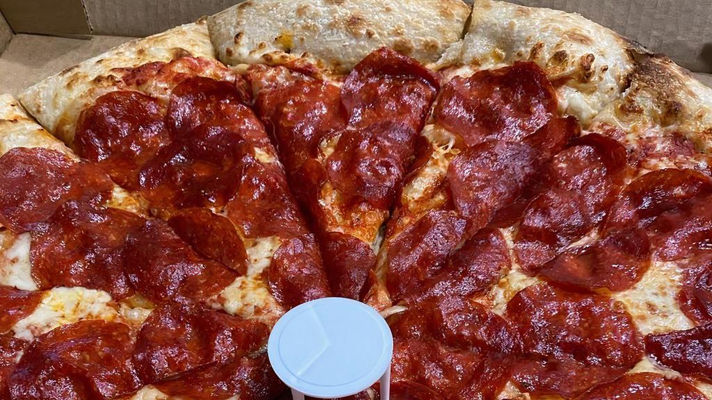 Pepperoni (Large) · Pizza sauce, mozzarella cheese, and sliced pepperoni regular.