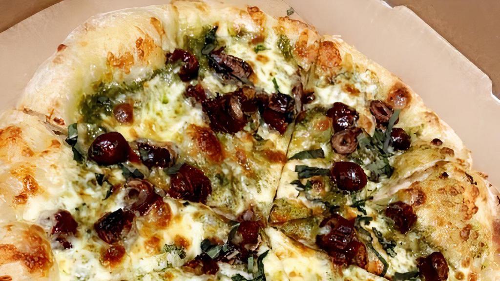 Date & Ricotta (Large) · Herb ricotta cheese, dates, fresh basil pesto, and drizzled maple syrup regular.