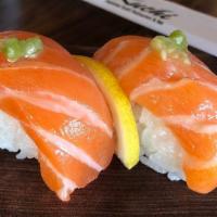 Salmon Nigiri · Sake