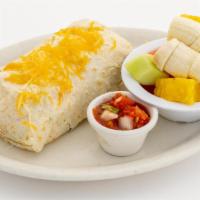 The Big Breakfast Burrito · Scrambled eggs, avocado, home fries, cheese and your choice of bacon, ham, sausage, or chori...