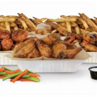 100 Pieces Pack · Choice of 100 crisp boneless wings, classic-bone-in, or a combination of boneless and bone-i...