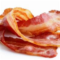 Bacon · Four strips of crispy bacon.