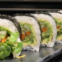 Vegetable Roll · Cucumber, asparagus, avocado, yamagobo and kaiware sprouts. (5 piece for cut roll)