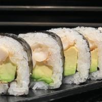 Baked Scallop Roll · Baked scallop with dynamite sauce and avocado. (5 piece for cut roll)