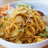 Pad Thai · Pan fried thin rice noodle with special sauce, egg, bean sprouts, green onions & ground pean...
