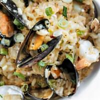 Seafood Risotto · Clams, shrimp, calamari, mussels, scallops, white fish, and white wine or marinara sauce.