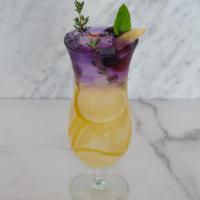 Flower Lemon & Apple (Iced Only) · Homemade lemonade base, water or sparkling water, flower tea, edible flower ice cube.
