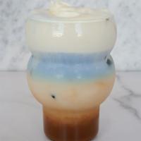Pink Cloud Latte (Iced Only) · Espresso, condensed milk with signature cloud cream, and milk with blue flower tea. Add Extr...
