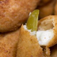 Hot Poppers (6) · Stuffed jalapenos with cream cheese.
