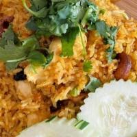 Hawaiian Fried Rice · Fried rice with shrimp, chicken, pineapples, cashews, peas, carrots, onions, green onions an...