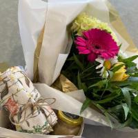 Gift Bag Bundle  · The perfect combo -  Handtied fresh flower bouquet  & small gift bag with Velvet Creek speci...