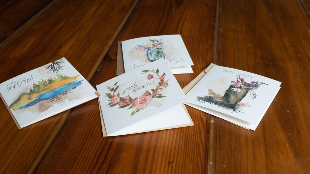 Add On Card · Add a card to your order. Cards include original artist drawn artwork and are blank inside for your message.  We Begin our Designs with beautiful watercolor backgrounds, then add basic elements, and print on 140# watercolor paper for texture and elegance.