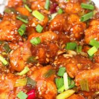 Gobi Manchurian · Crispy pieces of cauliflower tossed in sweet and spicy sauce.