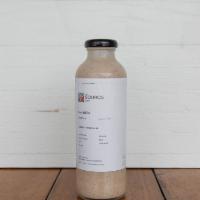 Bananza · Vegan. Coconut milk, banana, almond butter, date, maca, chia seed, sea salt.