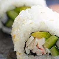 California Roll · Crab Mix with cucumber, avocado with sesame seeds. 
Served with - 
Ginger & Wasabi
