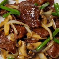 Mongolian Beef · Midwest wok-seared beef, sweet soy, onions, mushrooms, Chinese broccoli. choice of white or ...